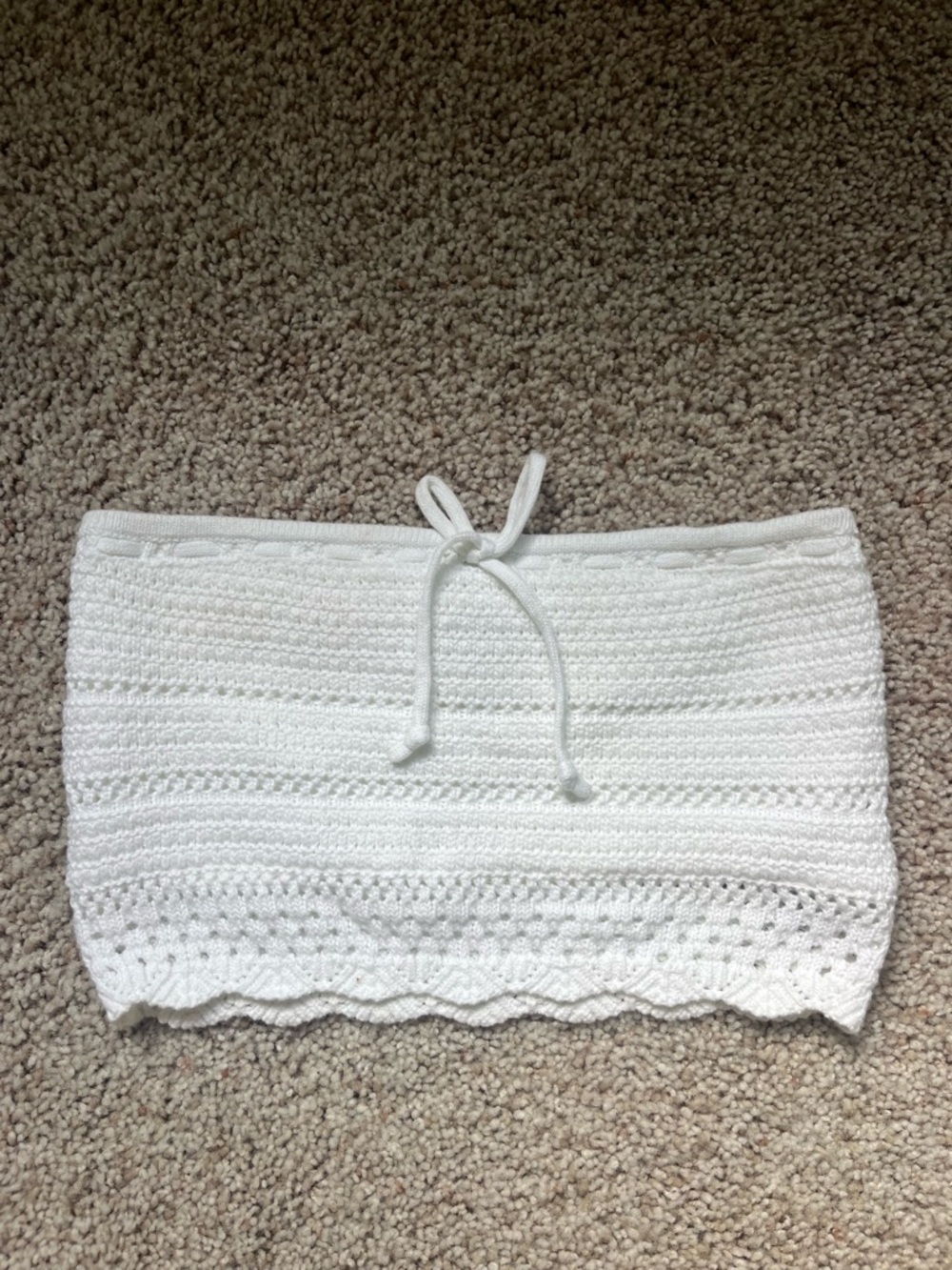 White Crochet Knit Tube Top